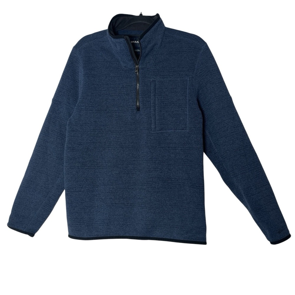 prAna Mens Sweater Jacket Medium Blue Tri Thermal Threads‎ Long Sleeve 1/4 Zip